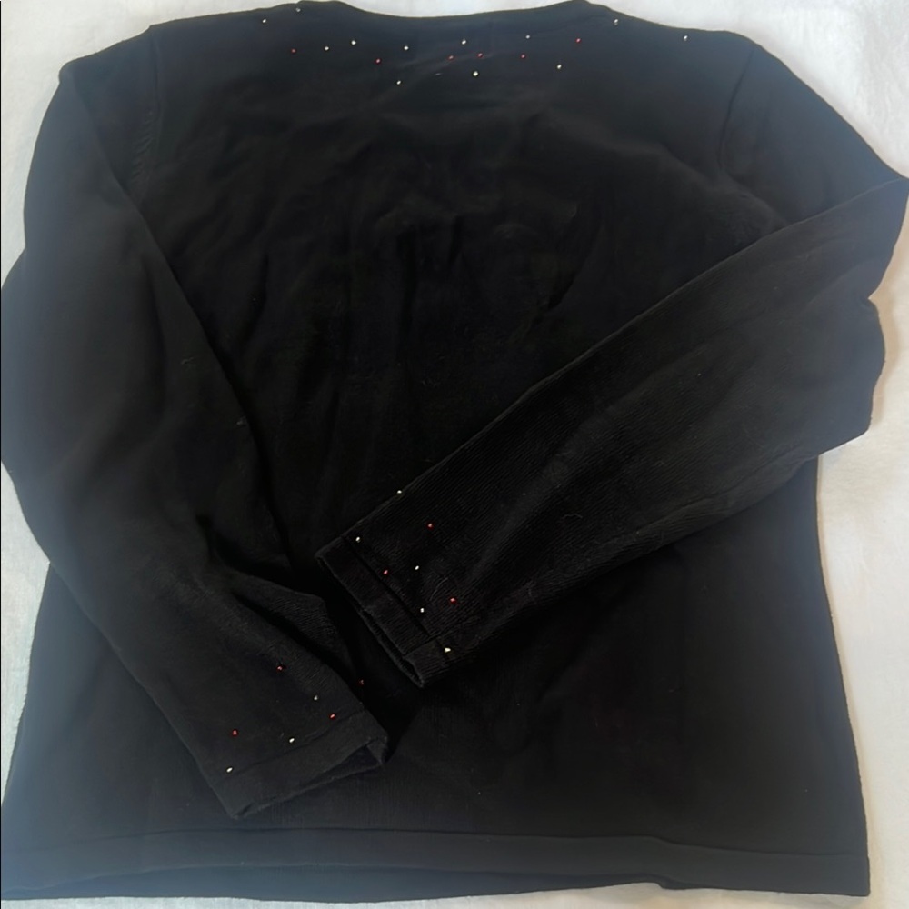 Vintage Just B Black Holiday Sweater with Colorful Sequin Stocking - Picture 6 of 9